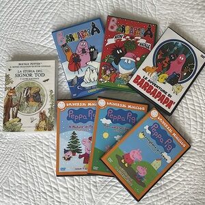 7 DVD Collection Italian Language Children’s Cartoons Peppa Pig Barbapapa Euro